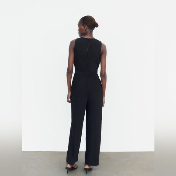 Zara TEXTURED FLORAL CREPE JUMPSUIT - Picture 9 of 15